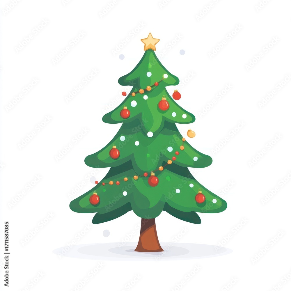Fototapeta premium Chubby Christmas tree christmas illustration christmas tree.