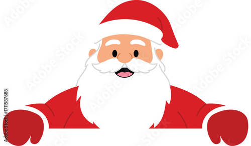 Smile Santa Claus Peeking Over, Cheerful Santa Claus Surprise, Merry Christmas with Santa Claus Character illustration