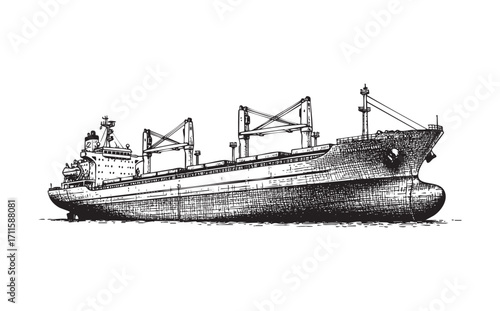 cargo ship illustration vector style