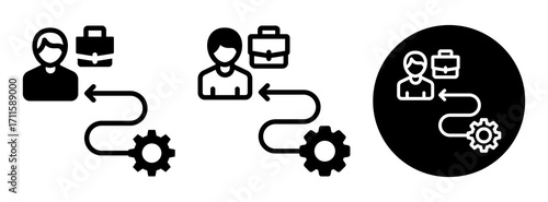 Career Process Icon Collection Glyph & Mixed Style