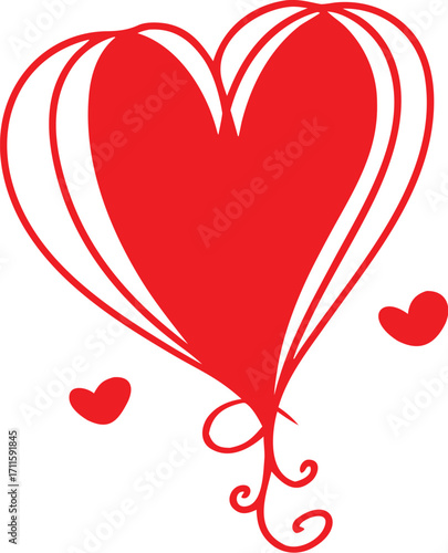 Red Heart Design Love, Romance Graphic Vector Illustration