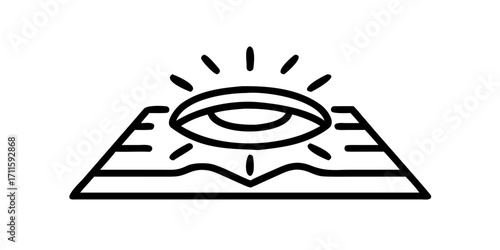Open book with radiant eye symbol above pages
