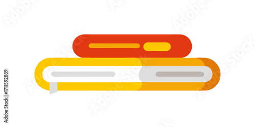Stack of closed books in red and yellow covers
