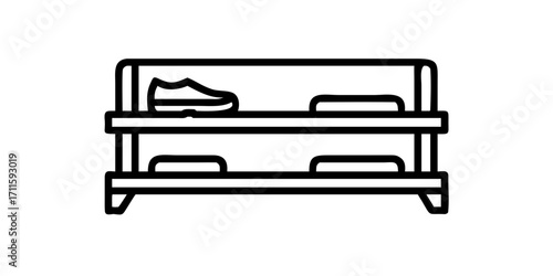 Two tier shoe rack with footwear outline
