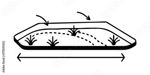 Green roof system icon with vegetation layer
