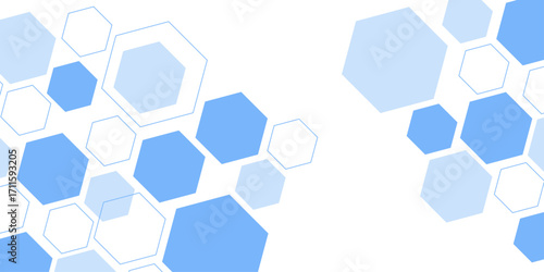 Abstract blue hexagon shape for frame illustration design