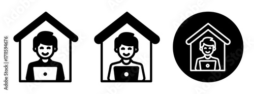Online Work Icon Collection Glyph & Mixed Style