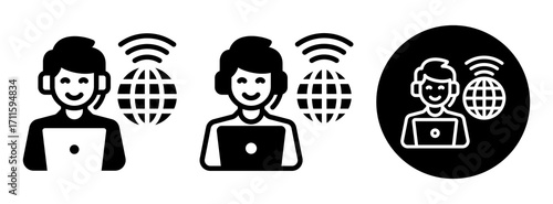 Remote Assistance Icon Collection Glyph & Mixed Style