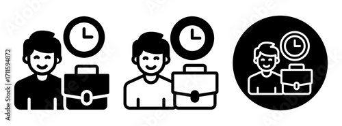 Working Hours Icon Collection Glyph & Mixed Style