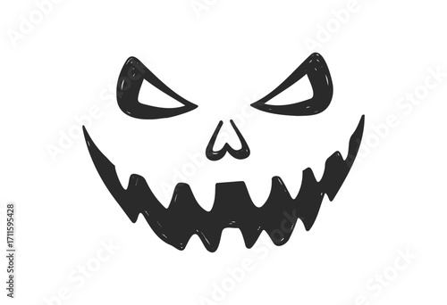 Spooky halloween grinning pumpkin face with sharp design elements - stock vector