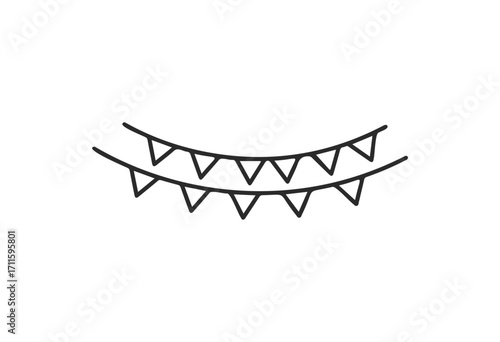 Minimalist festive bunting illustration with triangular flags - stock vector