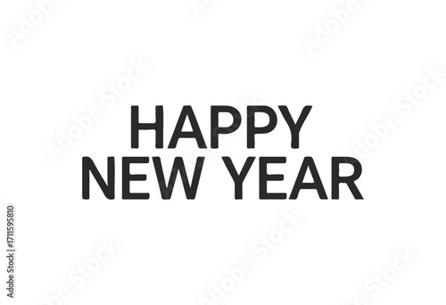 Bold happy new year text art celebrating annual festivity in black letters - stock vector