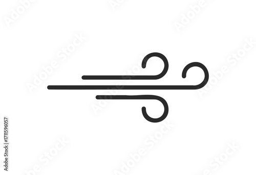 Minimalist wind icon symbolizing breeze and air movement - stock vector