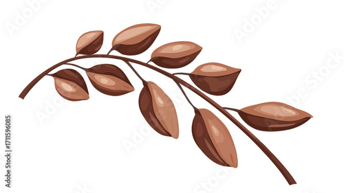 A digital illustration depicting a stylized branch with several brown, pod-like shapes attached.  The style is simple and slightly painterly, with a smooth, almost glossy texture to the pods.