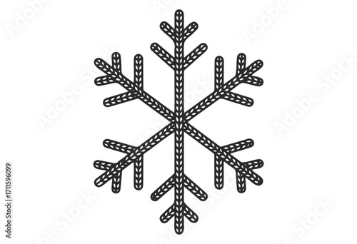 Intricate winter snowflake design with geometric patterns in black and white - stock vector
