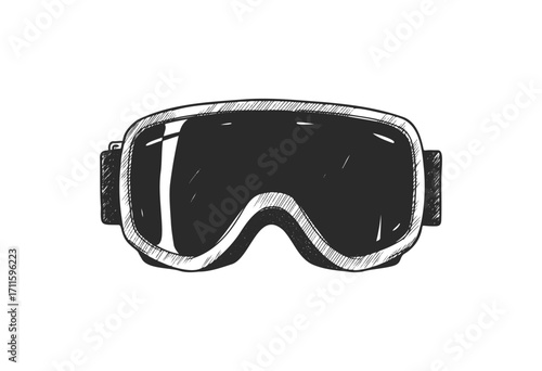 Monochrome illustration of ski goggles for winter sports enthusiasts - stock vector