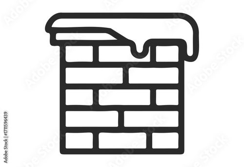 Chimney with snow illustration icon in black and white - stock vector