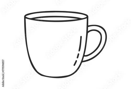 Simple outline drawing of a coffee mug with handle - stock vector