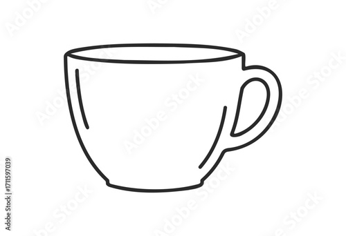 Simple black and white line drawing of a mug - stock vector
