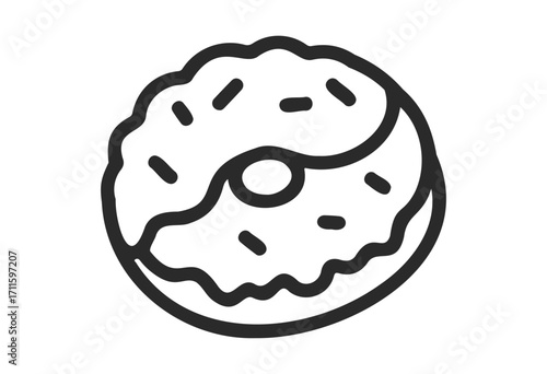 Line art donut with sprinkles - stock vector