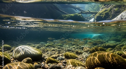 Crystal Clear Mountain Streambed.