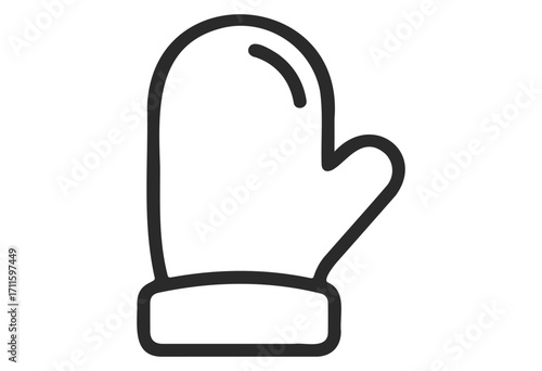 Simple line drawing of a winter mitten icon - stock vector