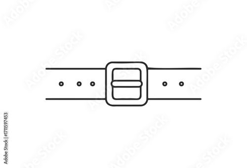 Minimalist black and white belt illustration with buckle design - stock vector