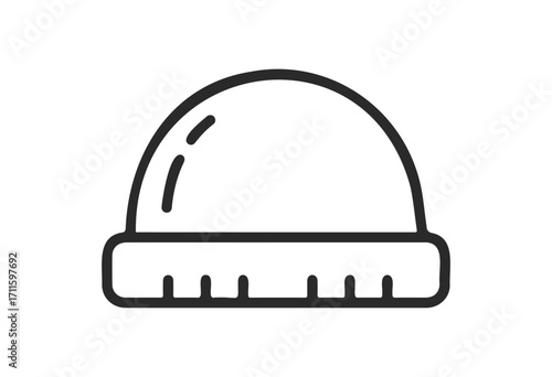 Minimalist black and white outline of a dome-shaped safety helmet icon - stock vector