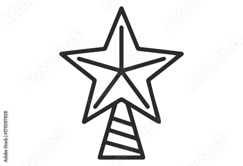 Outline of a star-shaped antenna with signal waves - stock vector