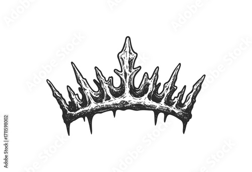 Intricate black crown with spiked design - stock vector