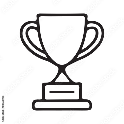 Symbol of Achievement: A simple black and white line art illustration of a trophy, embodying victory and success, a visual representation of accolades and awards.
