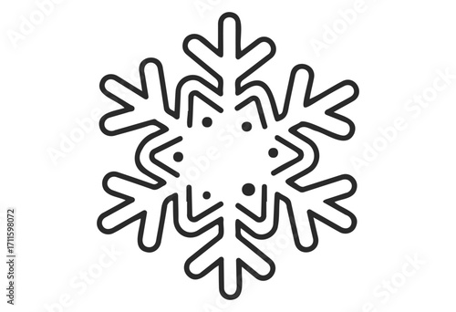 Symmetrical black and white snowflake design with geometric patterns - stock vector