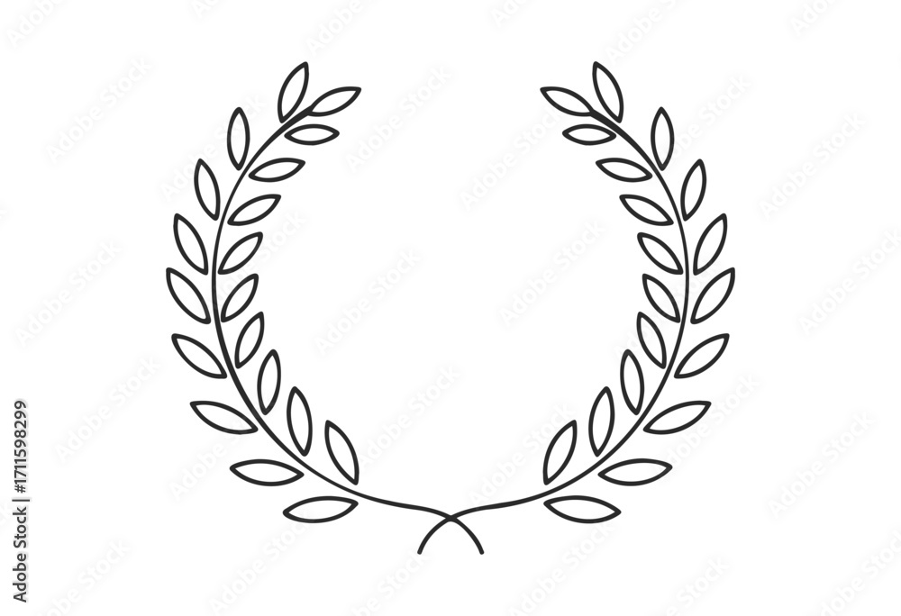 Obraz premium Elegant laurel wreath outline design symbolizing victory and achievement - stock vector