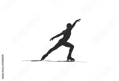 Silhouette of young african male roller skater in dynamic pose - stock vector
