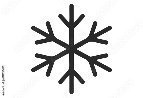 Black snowflake icon symbolizing winter and cold weather - stock vector
