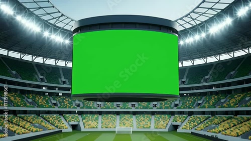 Wallpaper Mural Vast Sports Arena with Suspended Green Screen Scoreboard Ready for Event Content Torontodigital.ca