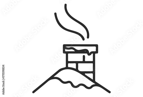 Simple icon of a snow-covered chimney emitting smoke - stock vector