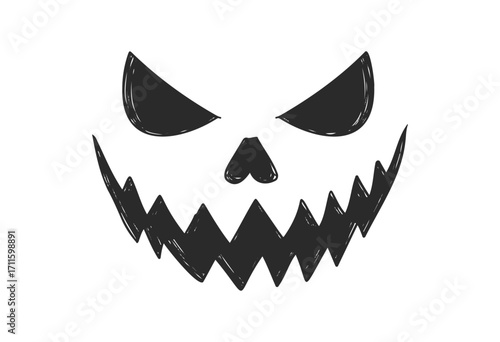 Spooky halloween pumpkin face design with sharp grinning smile - stock vector
