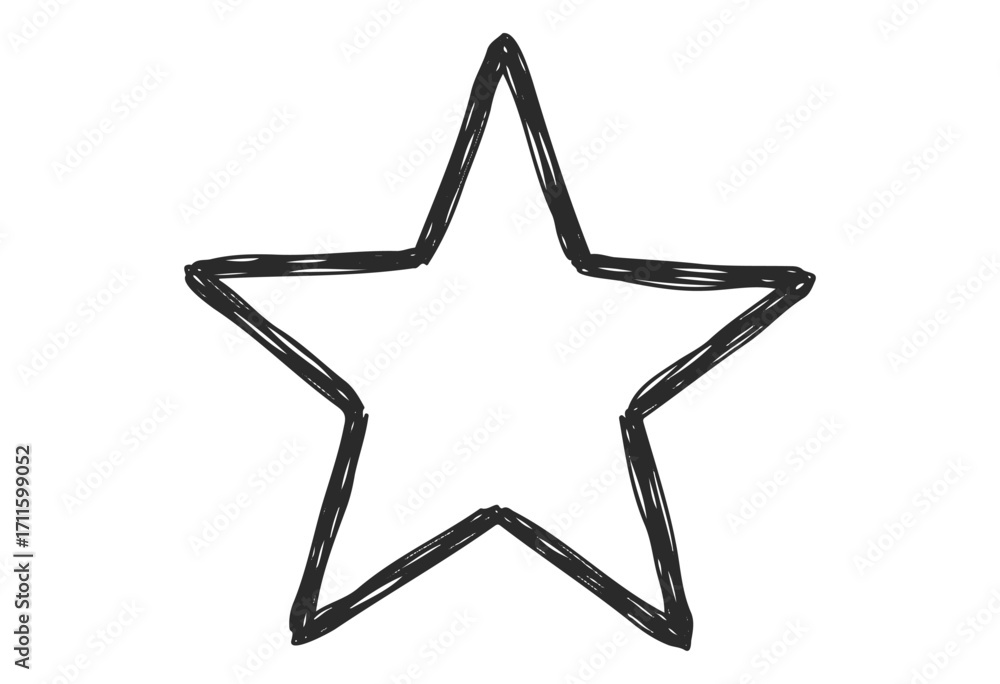 Obraz premium Simple hand-drawn outline of a five-pointed star with sketch style - stock vector