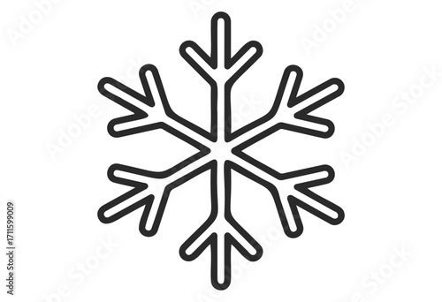 Simple black and white snowflake outline - stock vector