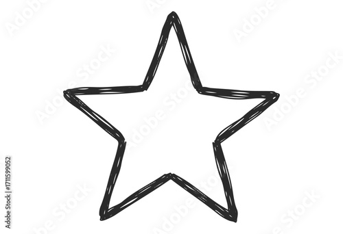 Simple hand-drawn outline of a five-pointed star with sketch style - stock vector