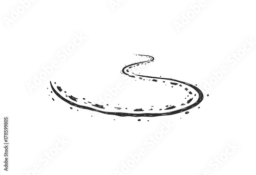 Curved pathway with artistic dotted edges symbolizing creativity and direction - stock vector