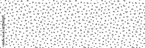 Vector hand drawn seamless pattern with tiny small triangles. Artistic digital paper. Endless texture backdrop. Tileable background illustration in black and white colors