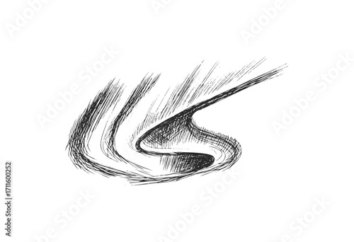 Hand-drawn sketch of human nose with cross-hatching technique - stock vector