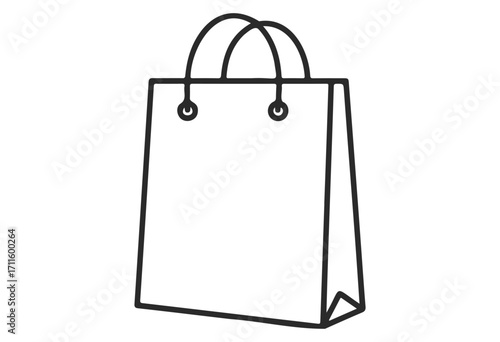 Minimalist black and white shopping bag illustration with handles - stock vector