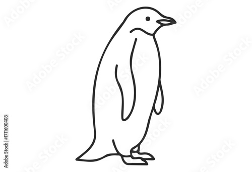 Simple black outline of penguin standing upright - stock vector