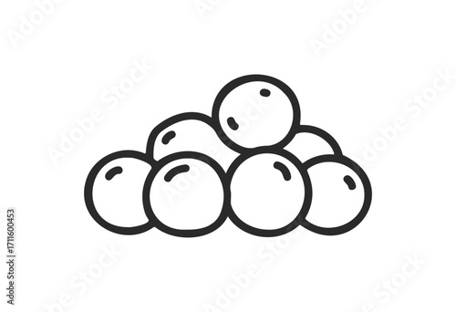 Simple outline of a stack of spheres: minimalist black and white ball illustration - stock vector