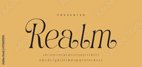 Elegant Font Uppercase Lowercase Number And Ampersand. Classic Lettering Minimal Fashion Designs. Typography modern serif fonts regular decorative vintage concept. vector illustration.