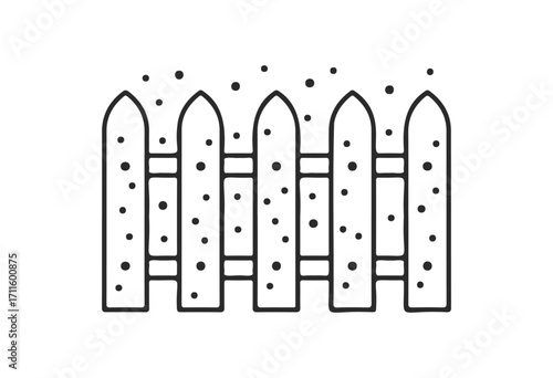 Simple black and white dotted picket fence illustration - stock vector