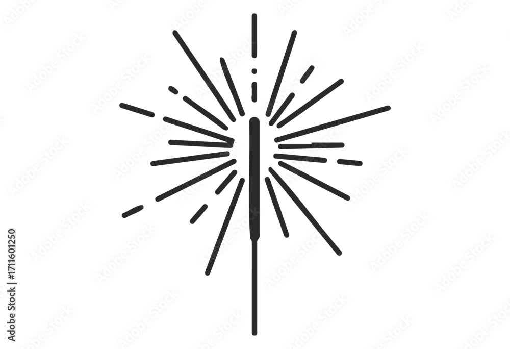 Obraz premium Minimalist sparkler icon with radiating lines celebrating festive occasions - stock vector